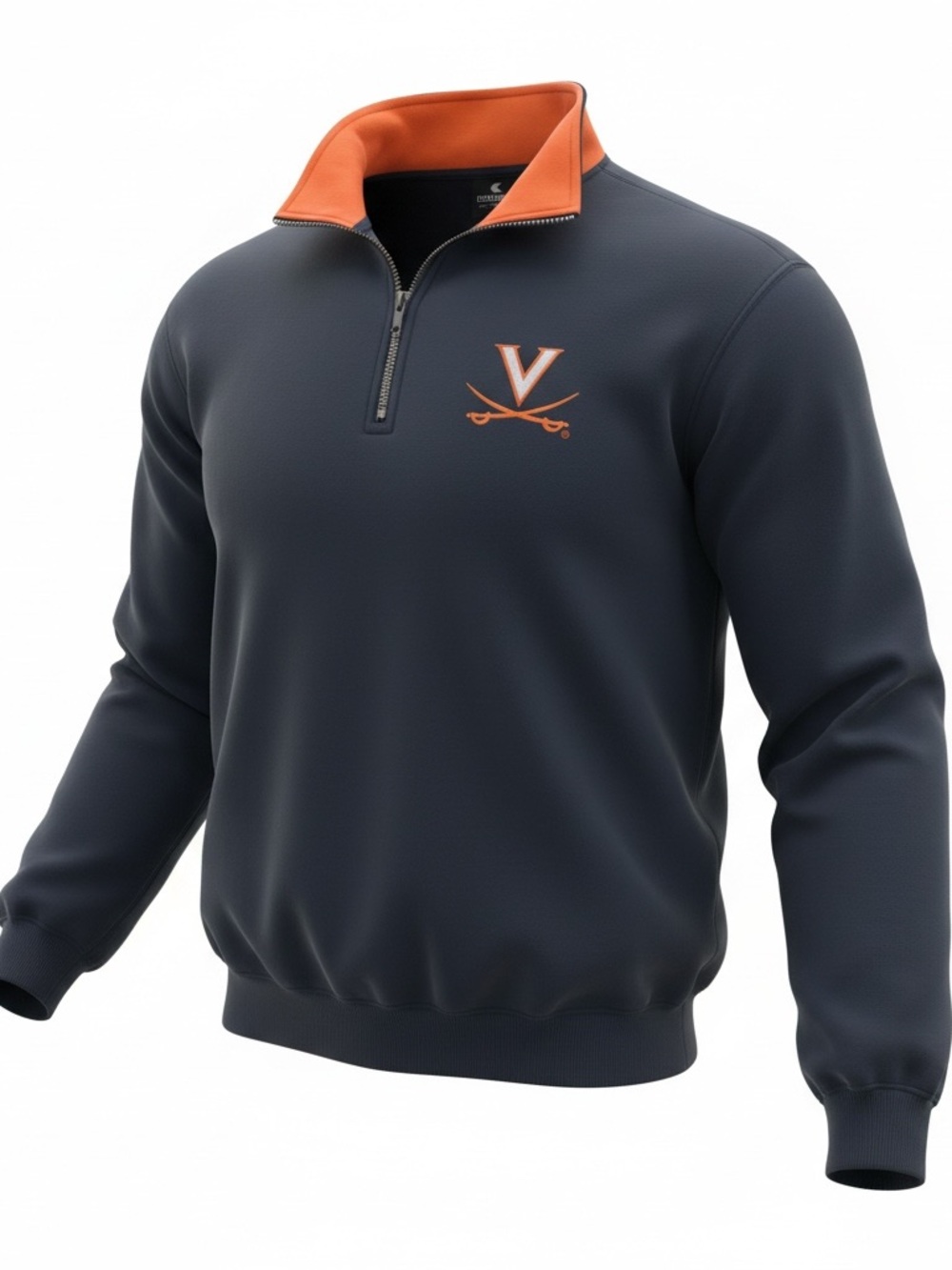 Colosseum Virginia Cavaliers Navy 1/4 Zip Sweater with Orange Trim